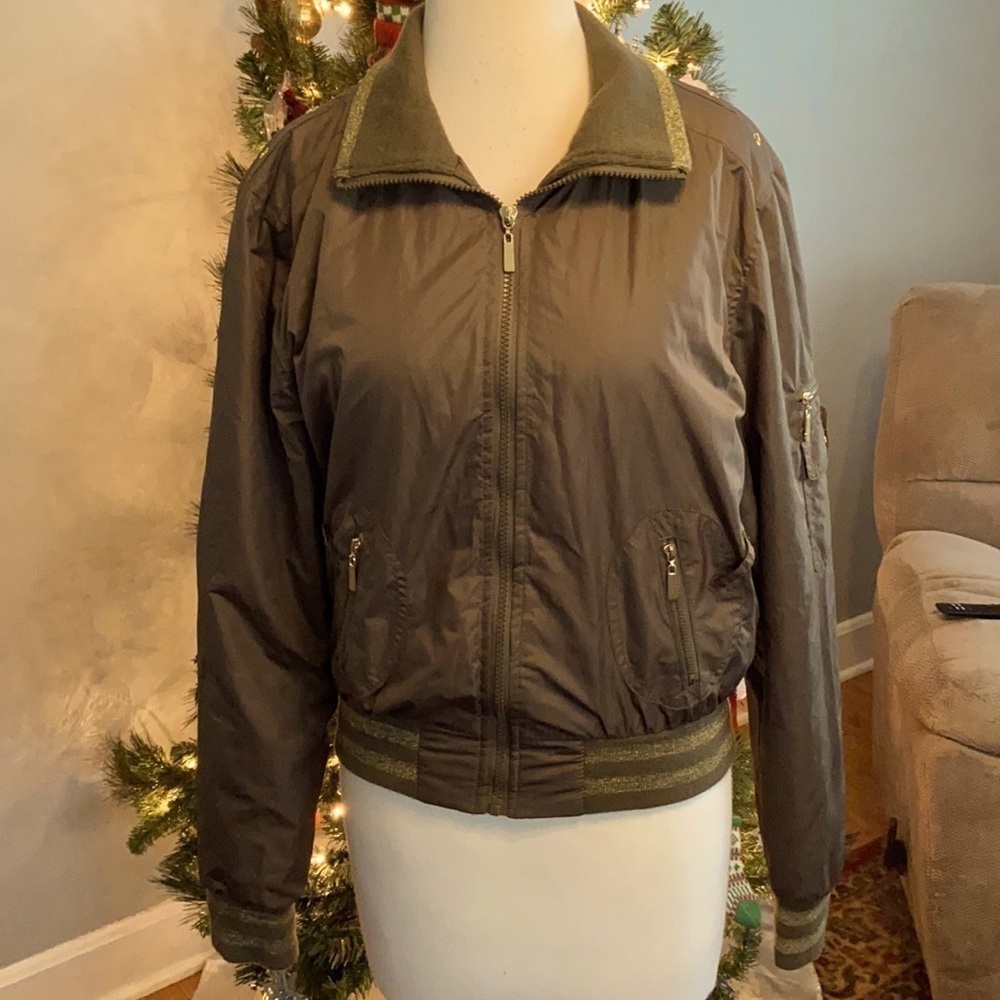 Therapy Light Weight Zip Front Jacket Junior XL Olive Green